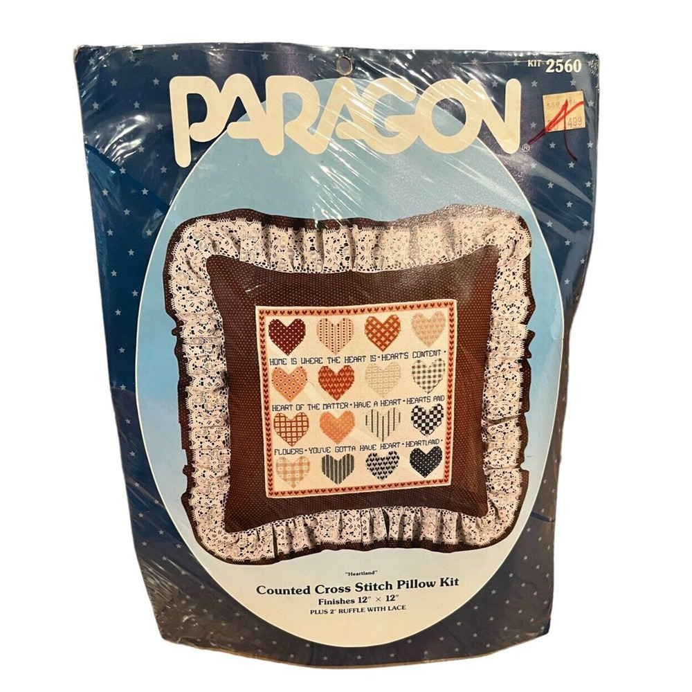 Counted Cross Stitch Pillow Kit Vintage Paragon "Heartland" #2560 12x12" +